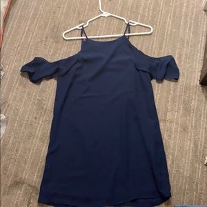 Navy dress. Off the shoulder